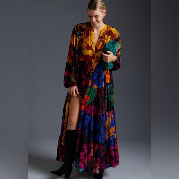 Anthropologie Dresses & Skirts - Anthropologie Siddhartha Bansal Button Front Floral Dress Size XL